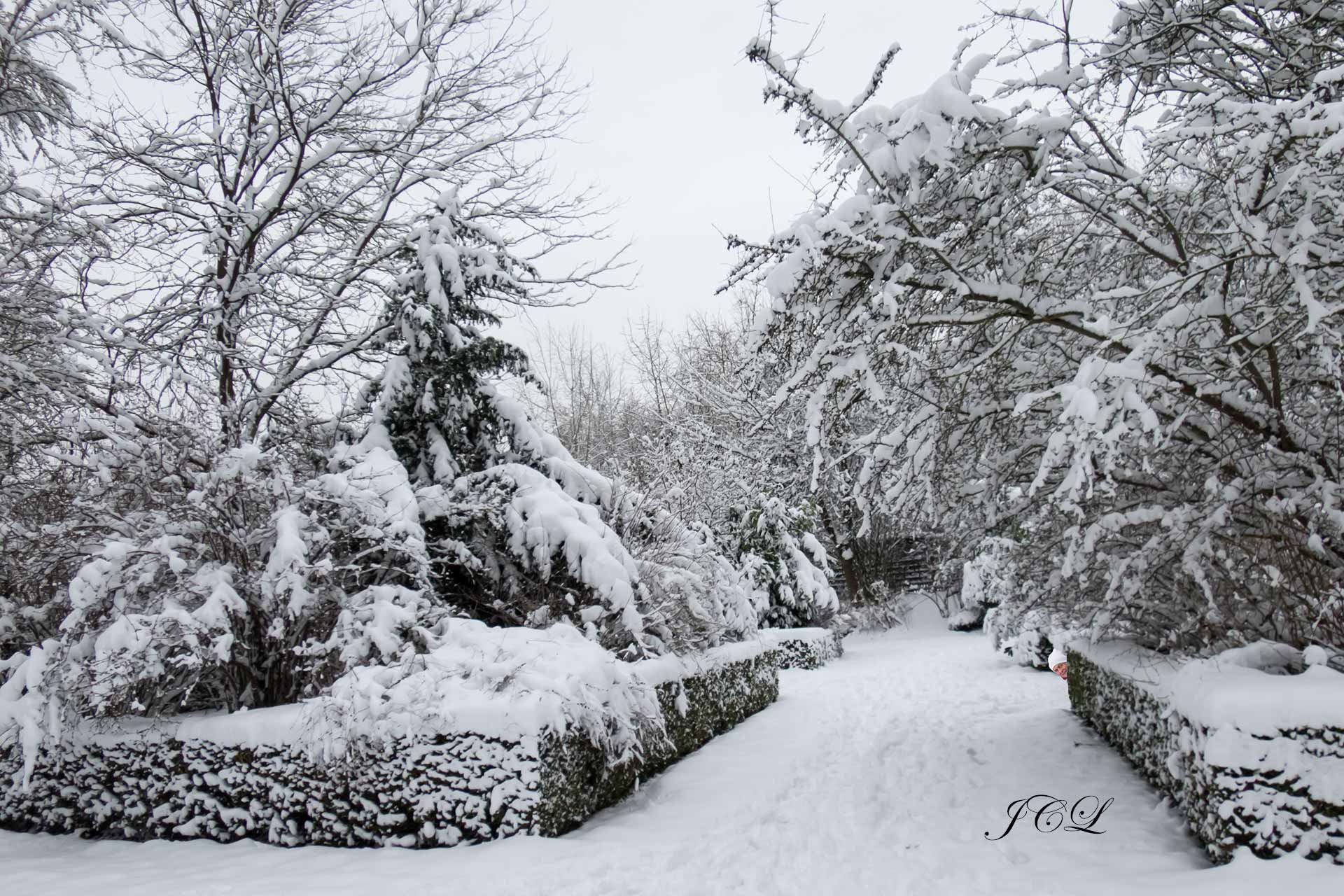 Belles photos du Parc du Chateau de Versailles sous la neige de février 2018.