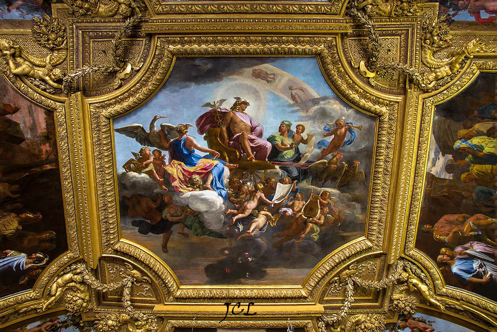 Plafond du Salon de Mercure, Peintures de Jean-Baptiste de Champaigne et Stucs 